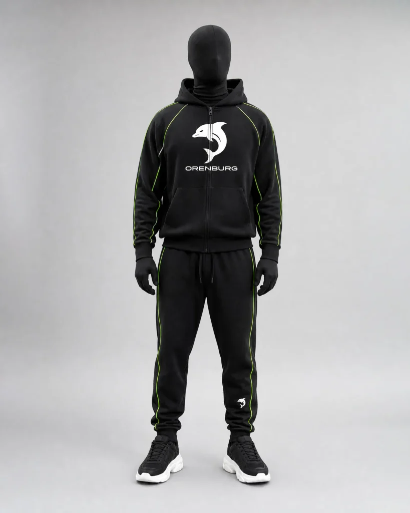 Buy Black Hoodie Set (Green-Line) | Premium Streetwear