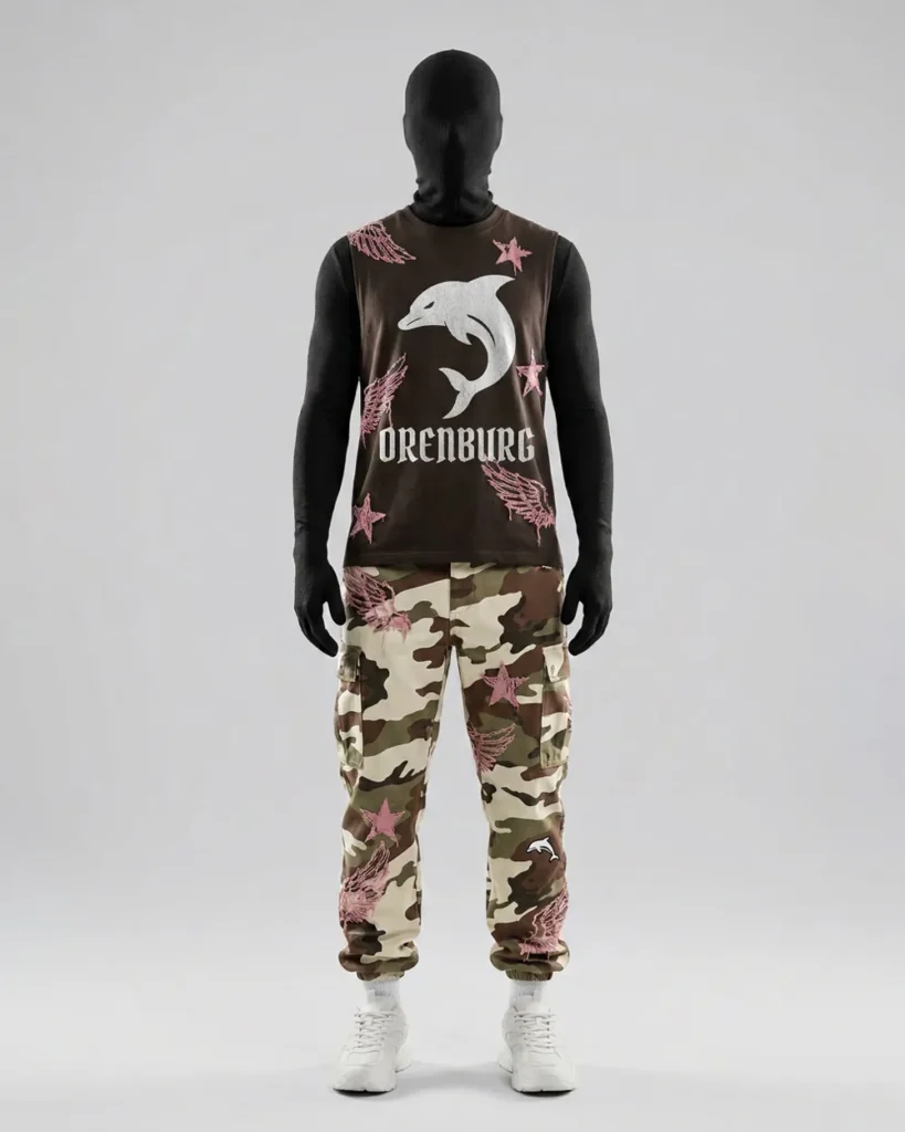 Buy Brown Tank Top & Camo Cargo Pants Set | Orenburg