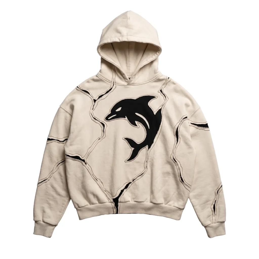 Cream Oversized Hoodie with Appliqué
