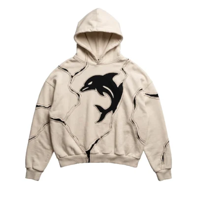 Cream Oversized Hoodie with Appliqué