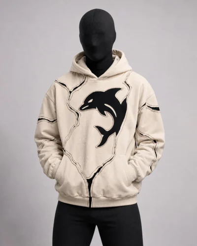 Cream Oversized Hoodie with Appliqué