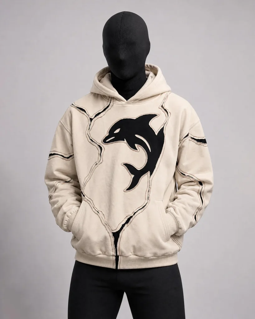 Cream Oversized Hoodie with Appliqué