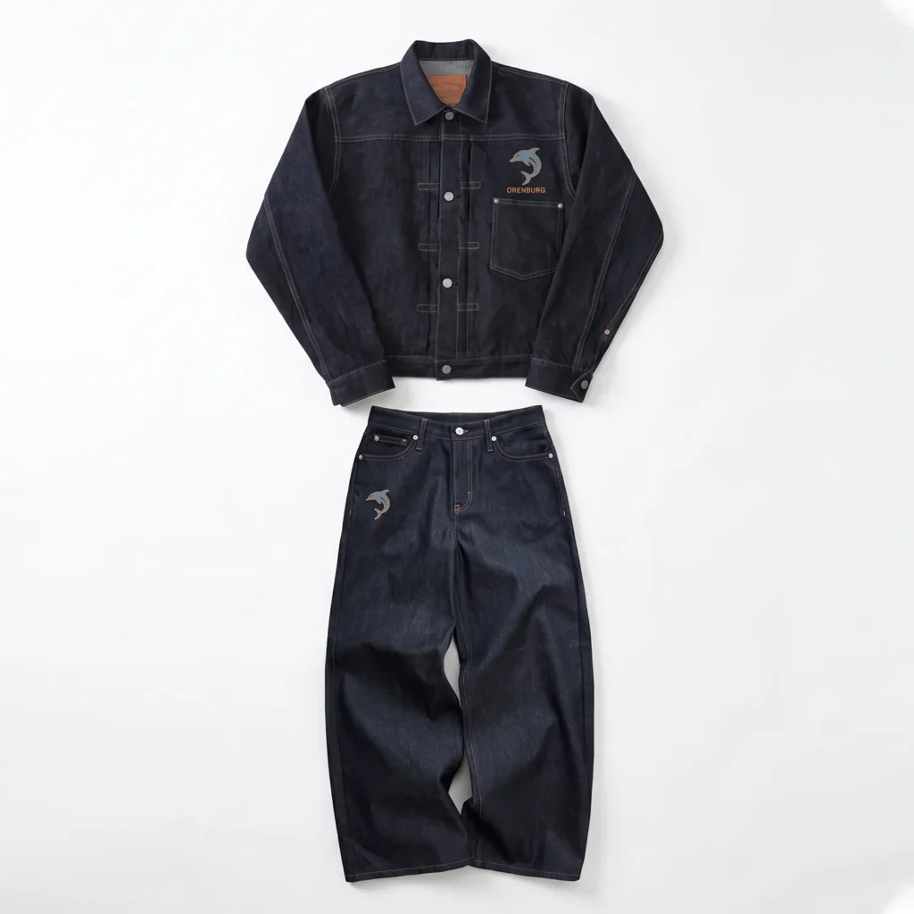Dark Indigo Denim Jacket & Wide-Leg Jeans Set