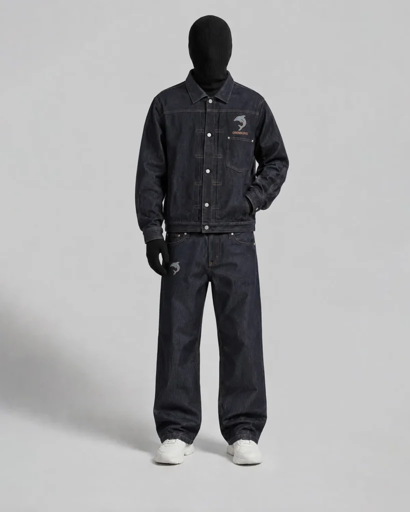 Dark Indigo Denim Jacket & Wide-Leg Jeans Set