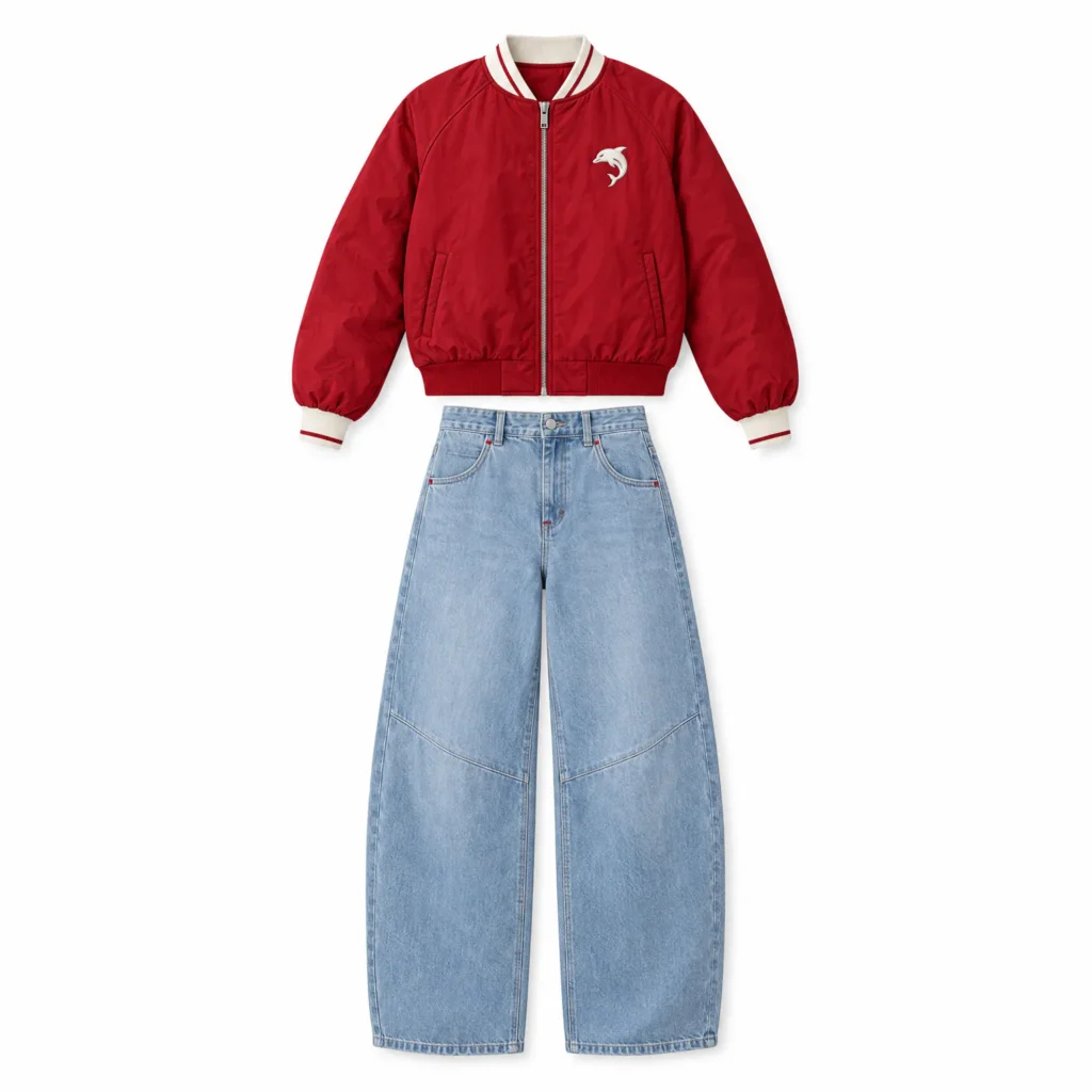 Red Crop Bomber Jacket