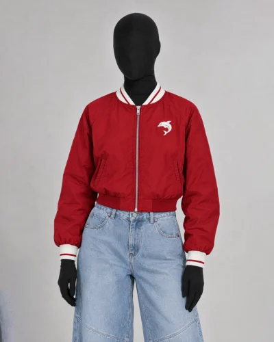 Red Crop Bomber Jacket