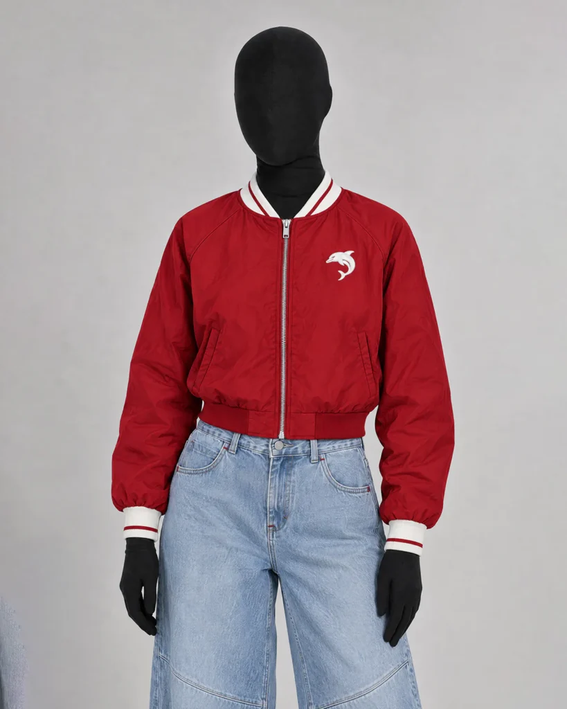 Red Crop Bomber Jacket