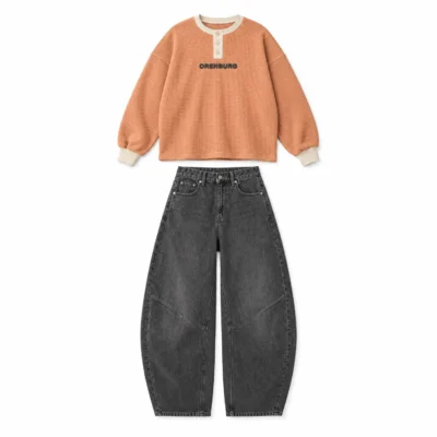 Terracotta Waffle-Knit Henley Sweater