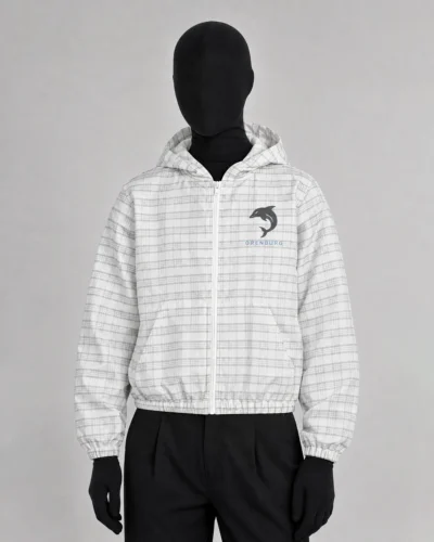 White Plaid Windbreaker
